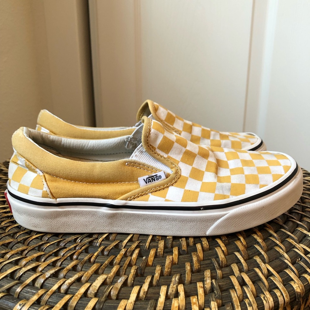 Vans slip on yellow checker